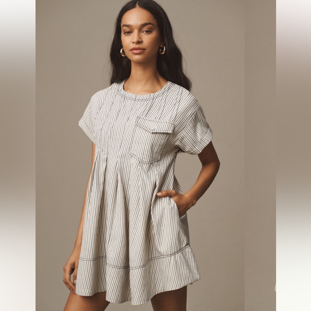 Anthropologie Short Sleeve Mini Swing Dress